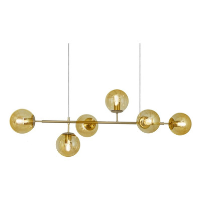 Colgante Luna 6 Luces E27 Tulipa Ambar Bronce Mate Bronce Mate