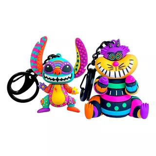 Llavero 3d Dúo Stitch Y Gato By Mexico Disney 