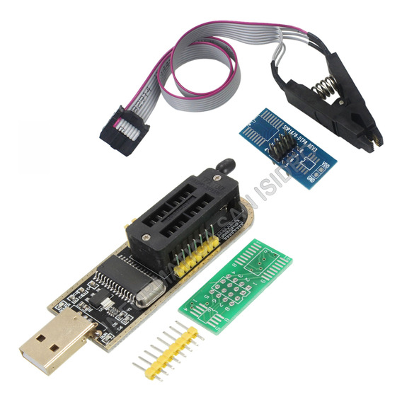 Programador Usb Ch341a + Pinza Soic-8 Bgm Taiwan + Archivos