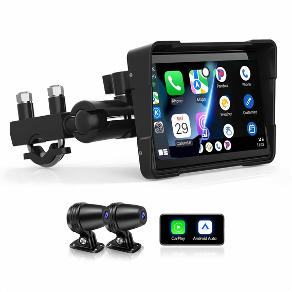 Estéreo Portátil Motocicleta Carplay Android Auto Cámara Dvr