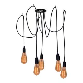 Lustre Pendente Industrial -iluminação Moderna- 5 Fios De 1m