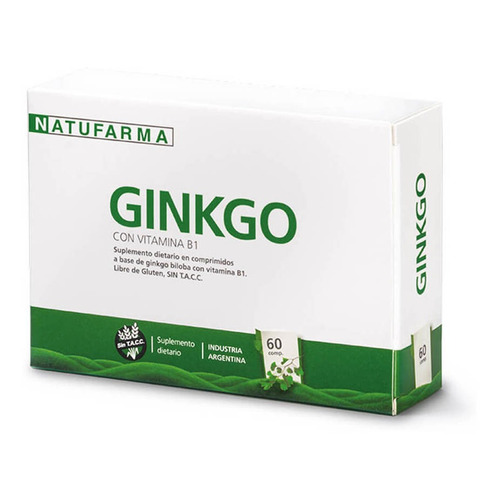 Ginkgo 60 Comp. Natufarma Ginkgo Biloba Vitamina B1 Sin Tacc Sabor Neutro