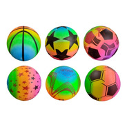 6 Pelotas De Goma Playera Multicolor Fluor - Diverti Toys