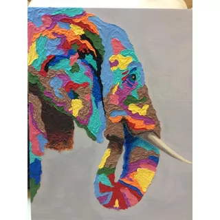 Cuadro Pintura Oleo Acrilico Elefante Original Autora Arizen