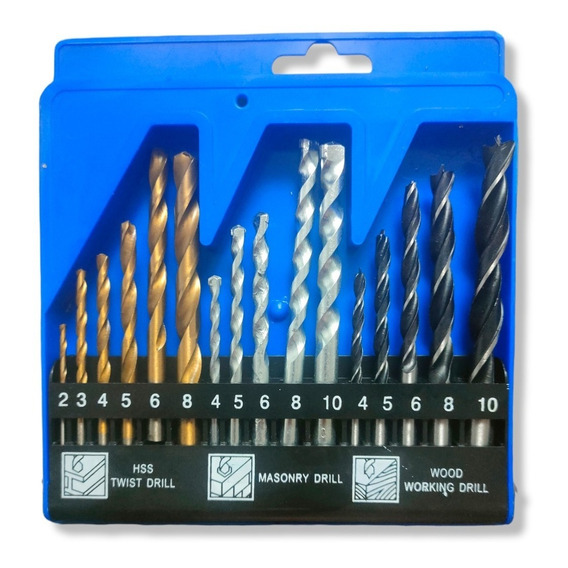 Juego Kit Brocas Metal Concreto Madera 16 Piezas Herramienta