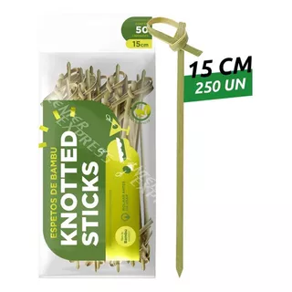 250un - Espeto Bambu Knotted Stick Nozinho Lanches E Bebidas