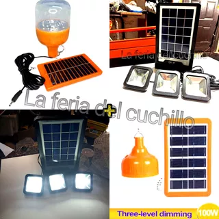 Kit Luz, Panel Solar 3 Focos, Power Bank + Regalo Bombilla S