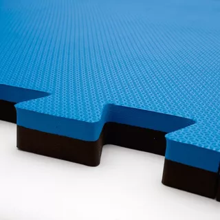 Kit 6 Tatames Tapetes Eva Bicolor Azul Com Preto 50x50x2cm