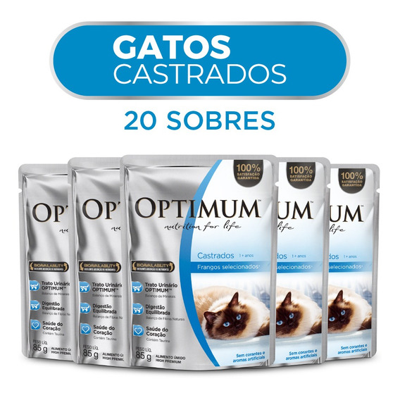 Optimum Alimento Húmedo Gato Castrado Pollo X 20 Sobres