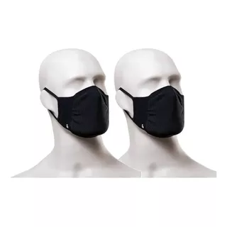 2 Máscaras Protetoras Lupo Pretas Dupla Camada Lavável