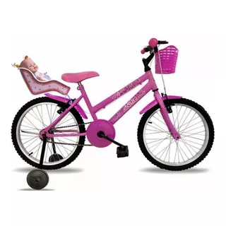 Bicicleta Infantil Feminina Aro 20 Com Cadeirinha + Boneca