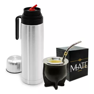 Termo Acero Con Manija 1 L Mate Uruguayo + Bombilla Regalo