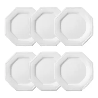 Conjunto 6 Pratos Rasos Prisma Porcelana 1a Linha - Schmidt