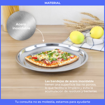 Fuente Bandeja Pizzera Redonda Acero 33 Cm Gastronómica