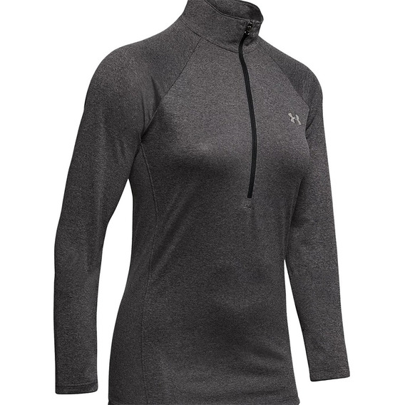 Remera Under Armour 1/2 Zip De Dama Gris