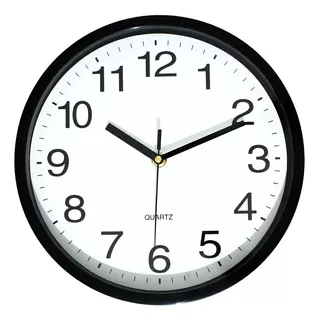 Reloj De Pared Moderno Silencioso Color Negro Clásico Quartz