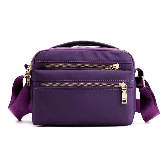 Bolsa Crossbody Mujer Alta Capacidad Nylon Correa Ajustable Color Violeta Oscuro