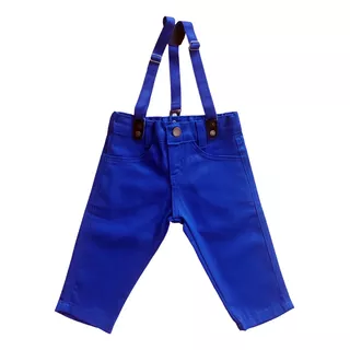 Calça Jeans Com Suspensorio Infantil Bebe Regulador Kit 