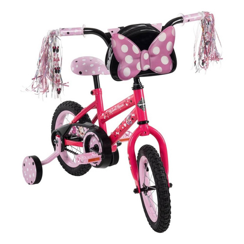 Bicicleta Infantil Minnie R12 Huffy Para Niña Rosa Con Bolsa Tamaño Del Cuadro 12