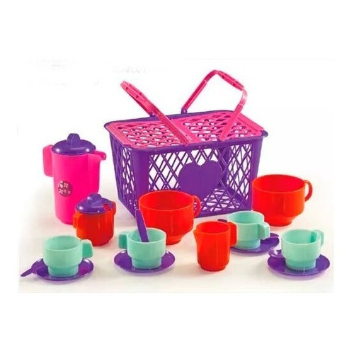 Set Picnic Juego De Te En Canasta Jng Plast Color Surtido