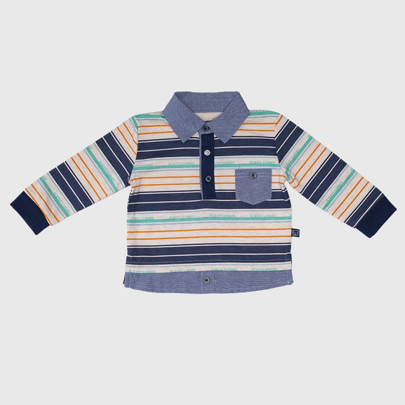 Polera Bebé Algodón Verano Niño Azul