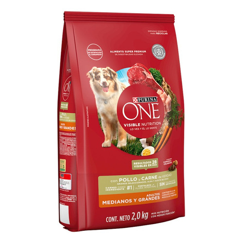 Alimento Perro Adulto Purina One® Medianos Y Grandes 2kg