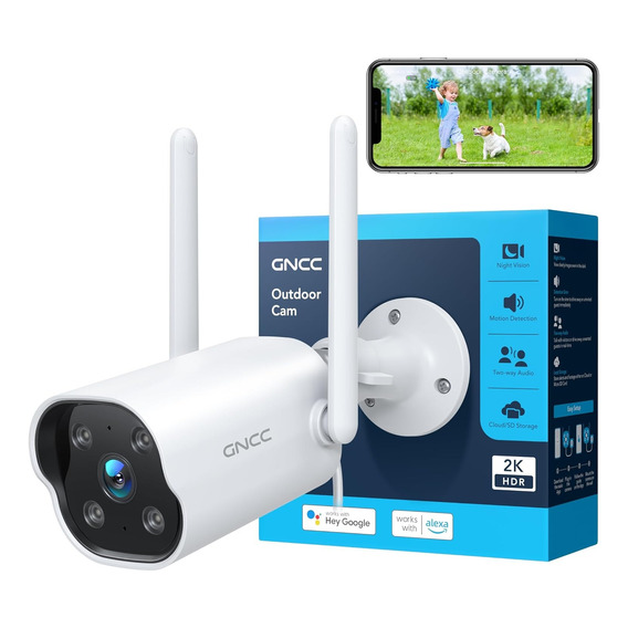 Cámara De Seguridad Wifi Hd 2k Exterior Inalámbrica Alexa