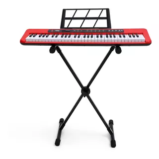 Kit Teclado Musical Kobe Kb-150 Rd Vermelho 5/8 Com Suporte