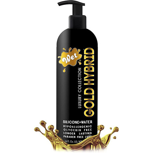 Wet Gold Lubricante Hibrido Base Agua Y Silicon Hipoalergenico 16 Oz / 475 Ml