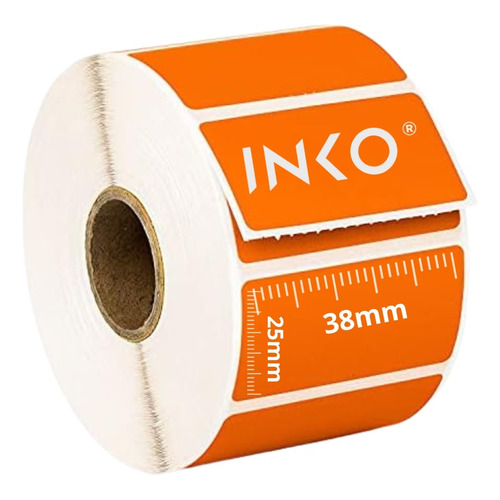 10 Rollos Etiqueta Térmica Naranja 38x25 Mm C/1000 Etiq C/u