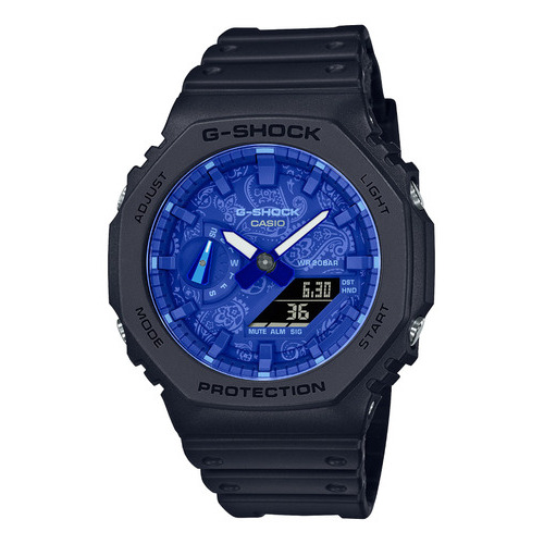 Reloj Casio G-shock Ga-2100bp-1a Ag Of Local Barrio Belgrano Color de la malla Negro Color del bisel Negro Color del fondo Azul
