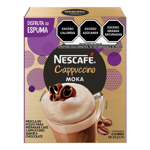 Nescafé café soluble cappuccino moka 6 sticks 22g cada uno