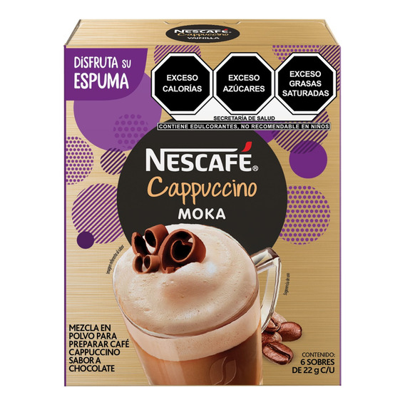 Nescafé café soluble cappuccino moka 6 sticks 22g cada uno