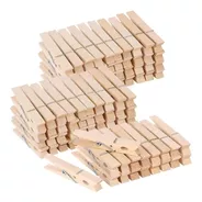 Pack X100 Broches Madera De Bamboo Para Ropa Lavadero
