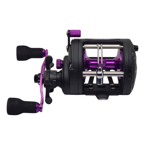 Reel Rotativo Caster Havoc 3503 Manija Doble 3 Rulemanes Color Violeta - Manija Derecha