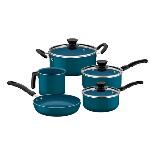 Juego De Ollas 5 Piezas Aluminio Ceramica Evora Tramontina Color Azul