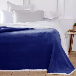 Cobertor Áustria Casal Liso Sherpa Coberdrom - Azul
