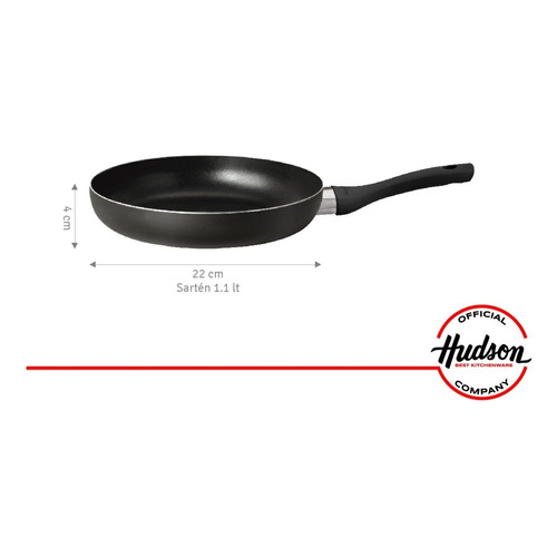 Sarten Teflon Antiadherente Hudson 22cm Excelente Calidad Color Negro