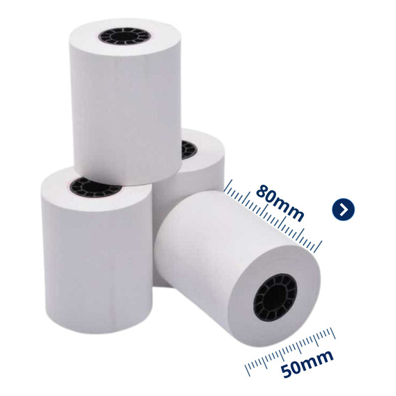 50 Rollos Papel Térmico 80x50 Impresora 80mm Negro Zebra Color Blanco