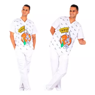 Conjunto Medico Estampado Hombre Looney Tunes Veterinario Bu