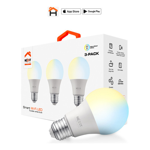 Ampolleta led con Wi-Fi Nexxt NHB-W1203PK Bulbo color blanco cálido/blanco frío 9W 220V 800lm por 3 unidades