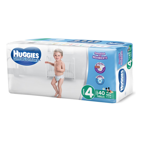 Huggies Ultraconfort, Pañal Desechable Etapa 4 Niño 40 U Género Hombre Talla Mediano (M)