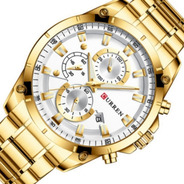 Relógio De Pulso Curren 8360 Luxuoso Dourado Cronografo
