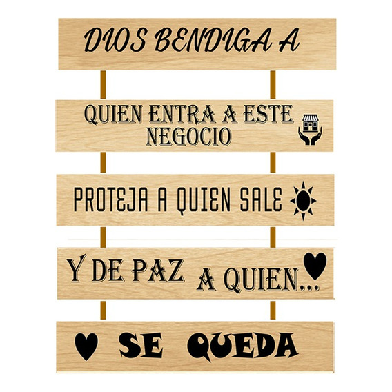 Frase Bendicion Negocio/hogar En Mdf Y Vinilo Laminado