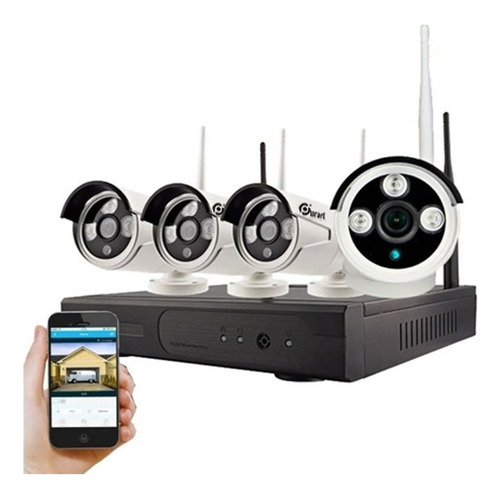 Kit Seguridad Nvr 8 Ch 4 Camaras 2mp Wifi Vigilancia Purare Color Blanco