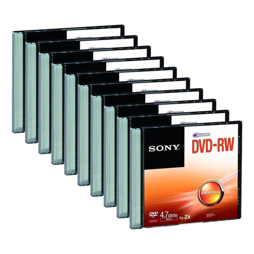 Kit 10 Piezas Dvd-rw Sony Regrabable 2 X, 4.7 Gb