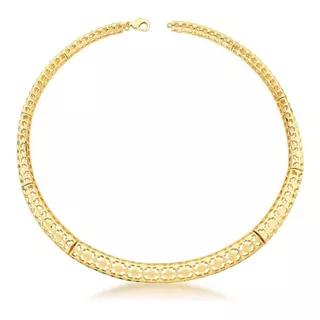 Collar Rígido Gargantilla Enchapado En Oro 18k Treliça