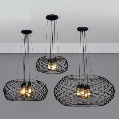 Lampara Colgante Nest Grande 5 Luces 90cm Negro E27 Nk
