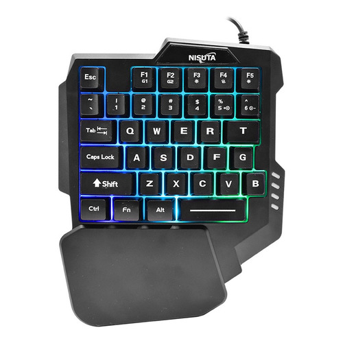 Teclado de una mano gamer Nisuta NSKBG35 color negro con luz RGB