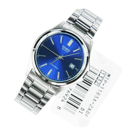 Reloj Casio Mtp-1170a-2a Para Caballero Plateado/ Azul 